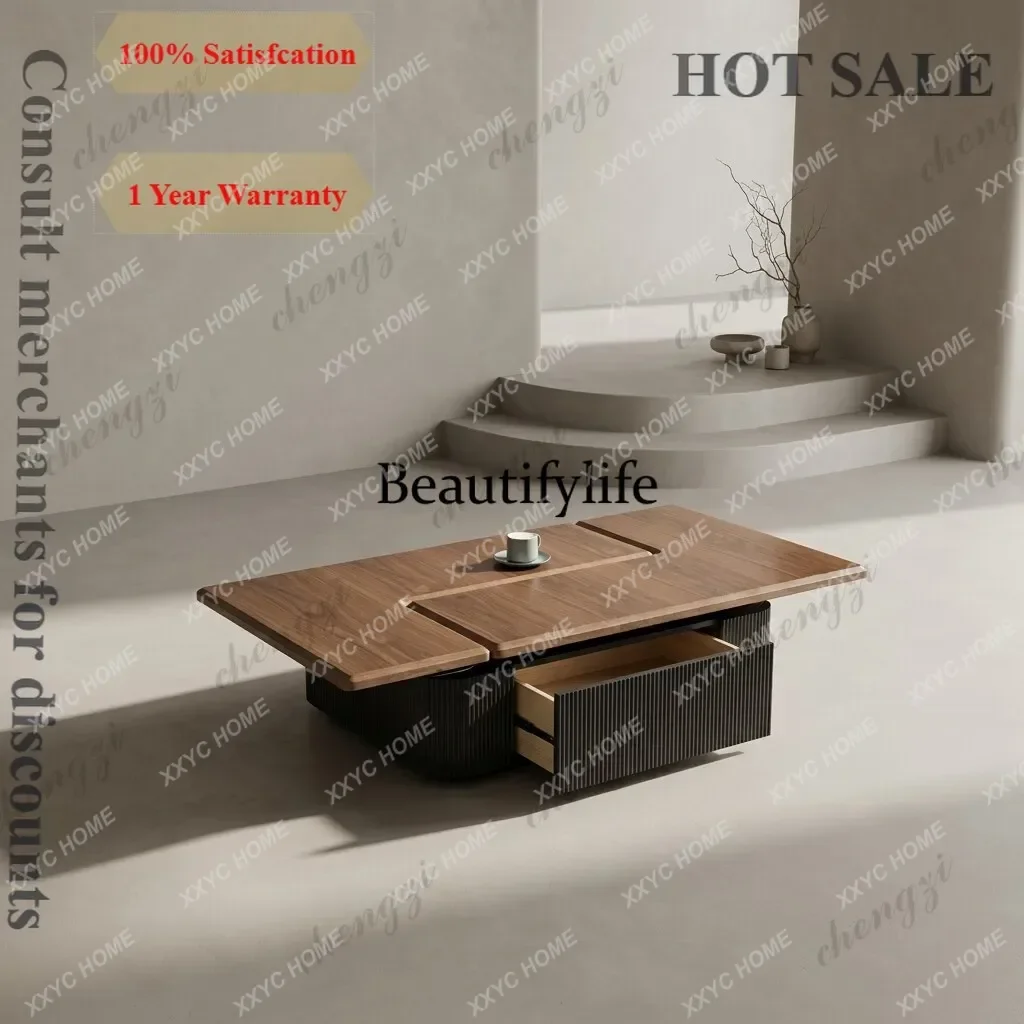 Medieval style multi-functional deformable coffee table designer new household small apartment living room multi-functional