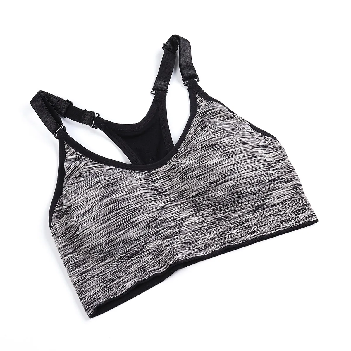 High-Bra Vest Space-Dye Seamless Wirefree Padded Sports Top for Running Yoga Fitness – Breathable & Sweat-Absorbing