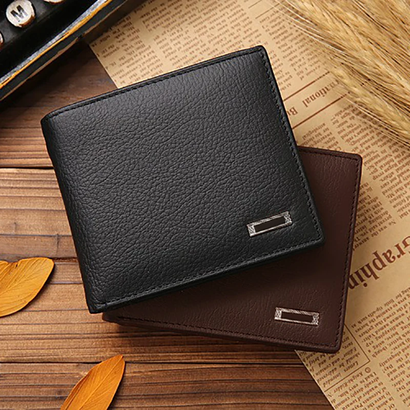 Classic Men Genuine Leather Short Wallet Business Fashion Coin Pocket Card Holder Male Wallets Money Clip