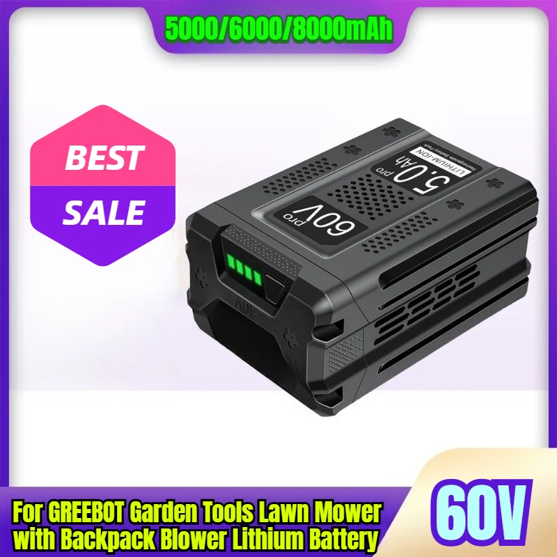 

60V 5000/6000/8000mAh for GREEBOT Garden Tools Lawn Mower with Backpack Blower Lithium Battery