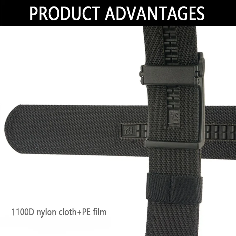 New Men'sTactical Belt Tight Sturdy Nylon Heavy Duty Hard Belt Outdoor Casual Belt Automatic Waistband