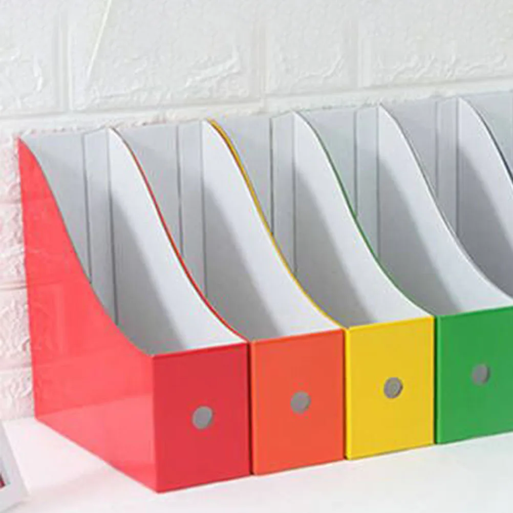 6pcs Colorful File Organizer Bin Thickened Paper Desktop Document Storage Rack For Office Home Study Use Vertical Book Holder
