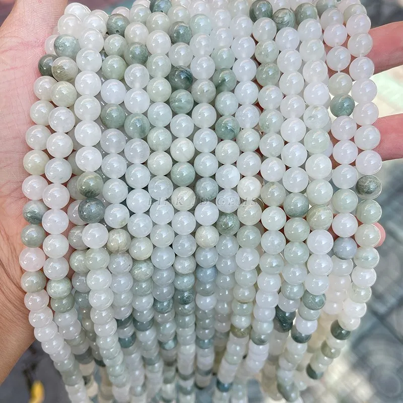 Natural Ice Green Jade Beads Round Loose Spacer Jades Beads For Jewelry Making Diy Bracelet Necklace Accessories 4 6 8 10mm 15”