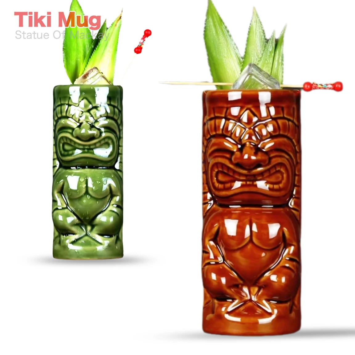 

350ml Creative The Statue of Mackay Hawaiian Style Tiki Mug Cocktail Whiskey Beer Cup Drink for Bar Party Home Dec Ceramic Craft