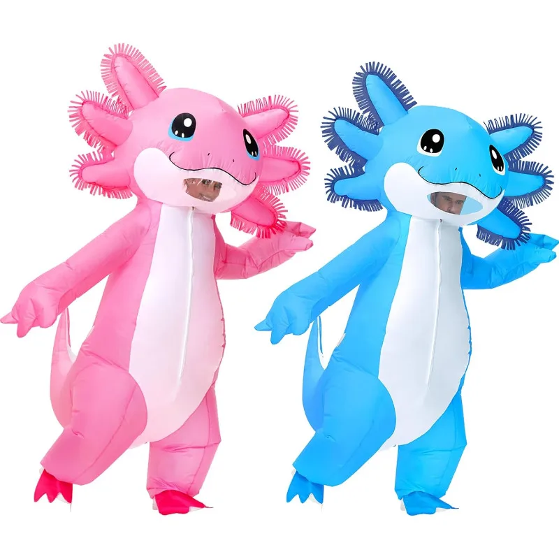 

Couples Axolotl Costume for Adult Blow Up Costumes Blue Pink Duo Funny Costumes Cosplay Party Pink Salamander Inflatable Suit