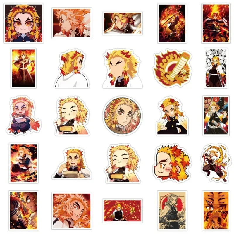 10/25/50Pcs Kimetsu No Yaiba Rengoku Kyoujurou Anime Stickers Graffiti Waterproof Sticker Kid Toys