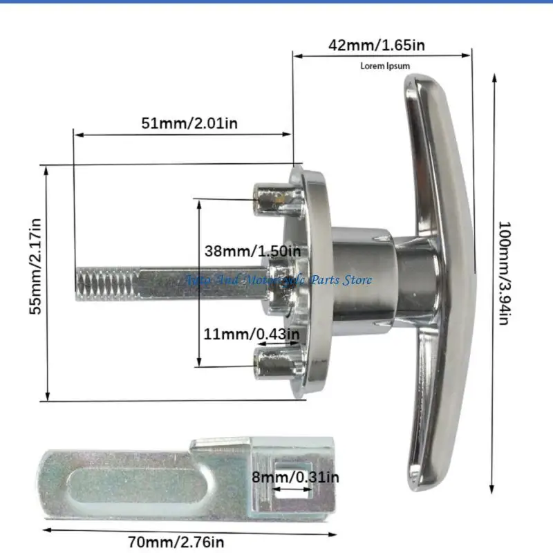 P9FD 2-teilige Premium-T-Bar-Sicherheitsschlösser mit 4 Schlüsseln, perfekt für LKW-Werkzeugkastentüren und Aufbewahrungsfächer – Detail 6