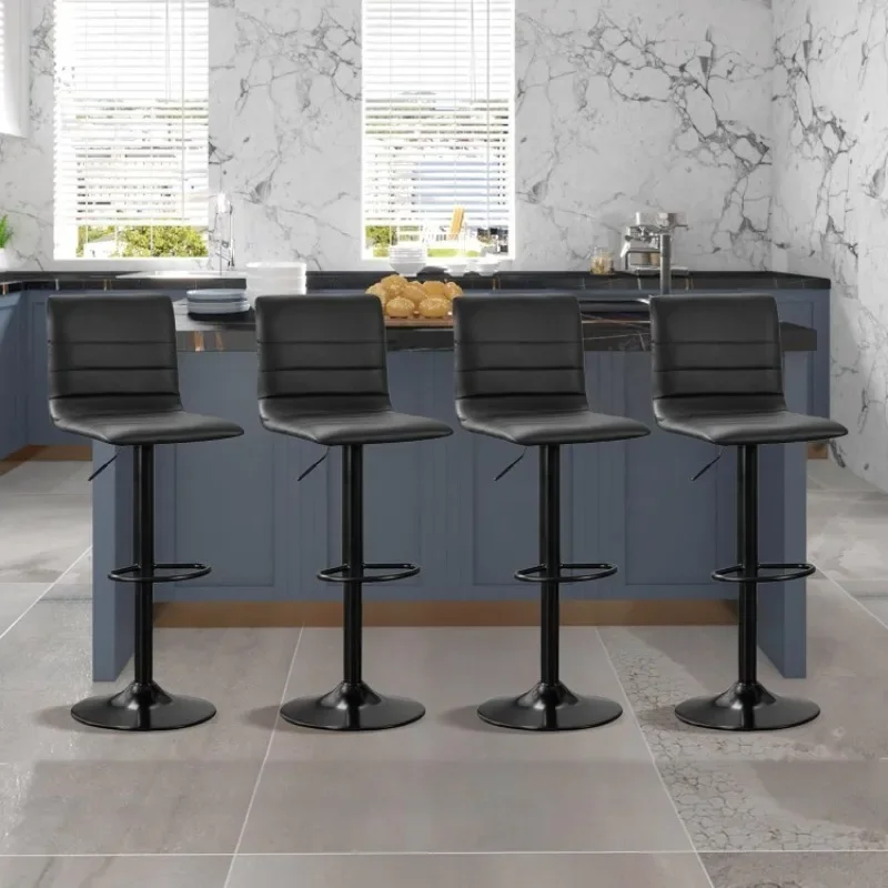 

Bar Stools Set of 4, Swivel Counter Height Bar Stools with Back, Square PU Leather Adjustable Tall Barstools