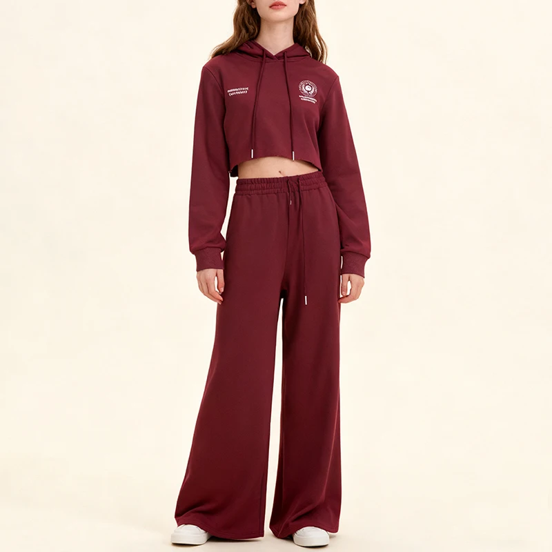 

Sean Tsing комплект из 2 предметов, спортивные женские укороченные толстовки с длинными рукавами и принтом, толстовки с высокой талией, широкие брюки, спортивные костюмы для йоги