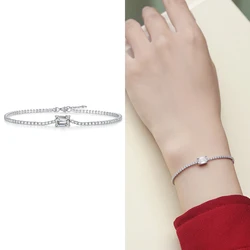 S925 Silver 1 Carat Emerald Moissanite Diamond Single Row Diamond Bracelet Women Engagement Fine Jewellery