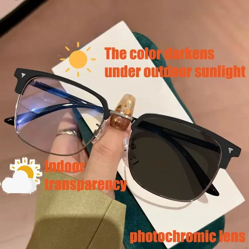 2026 Ultraleichte photochrome Anti-Strahlungs-Brille mit quadratischem Rahmen, austauschbare Linse für Damen und Herren, Sonnenbrillen, Brillengestelle – Detail 12