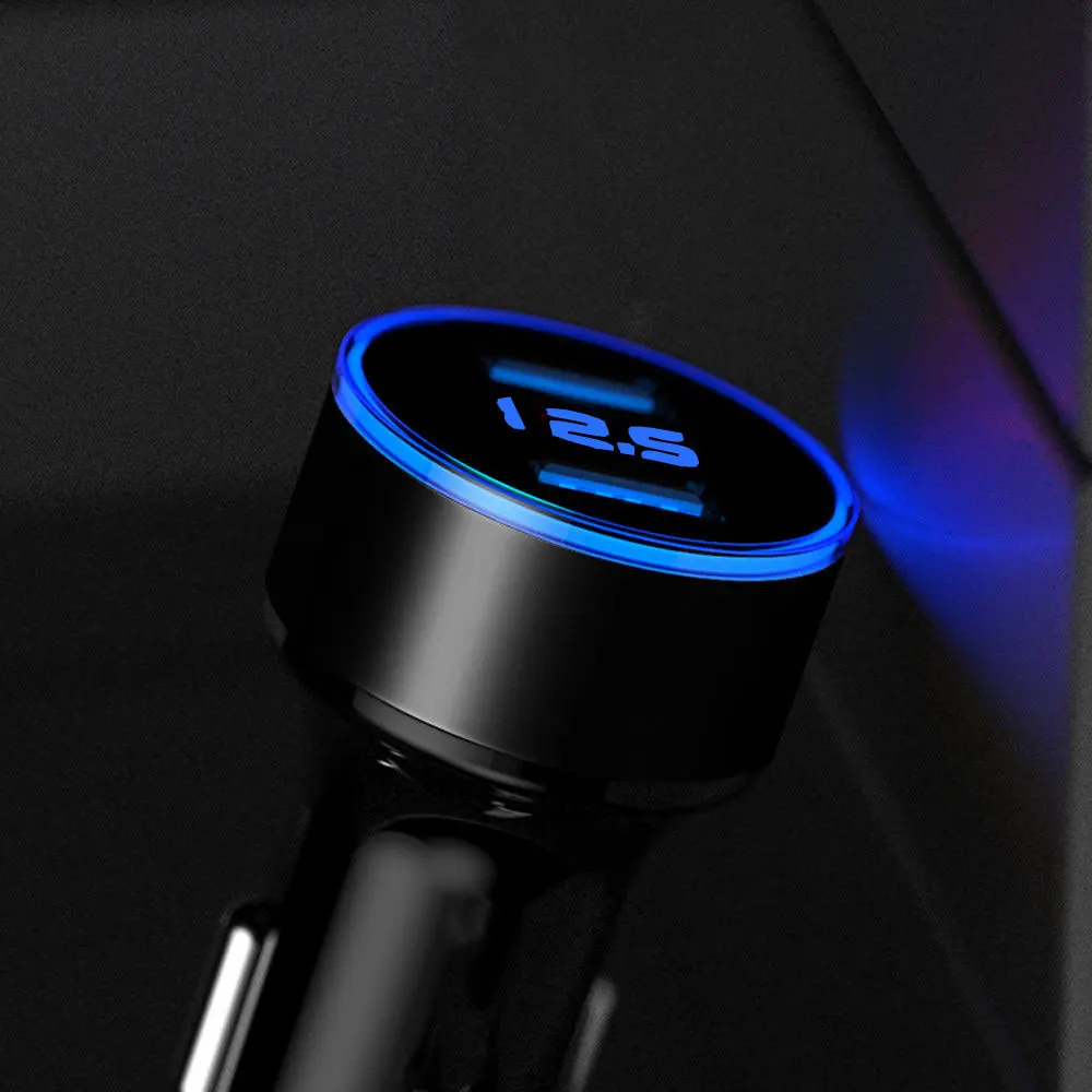 Car Charger Dual USB QC อะแดปเตอร์ไฟแช็ก 5V 3.1A LED โวลต์มิเตอร์สําหรับโทรศัพท์มือถือทุกประเภท Quick Charge