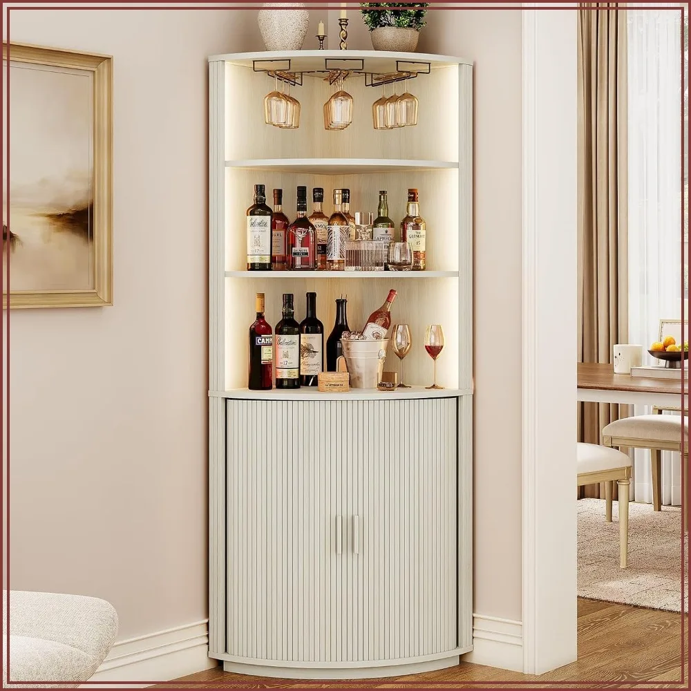 White LED Corner Bar Cabinet 1