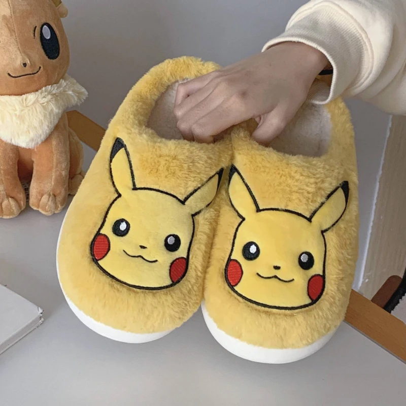 Genuine Pokémon Autumn and Winter Plush Warm Fashion Anime Cartoon Snorlax Plush Home Cotton Slippers for Men and Women