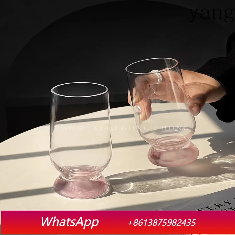 

Yjq pink mountain thick bottom Guanshan cup creative glass coffee beer cup juice cup