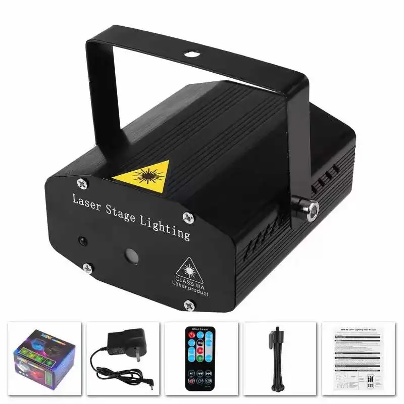 Portable Remote Control LED Stage Light DJ Disco Light Projector Laser Lights Sound Activated Flash For Christmas Party Wedding