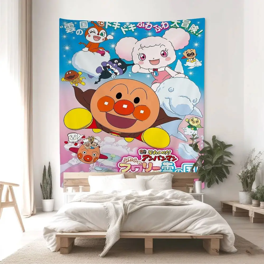Anime A-Anpanman Cartoon Tapestry Hippie Flower Wall Carpets Dorm Decor Art Home Decor