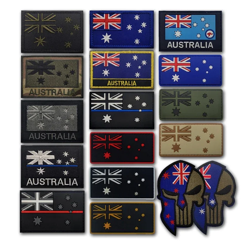 Parche reflectante infrarrojo IR canguro de camuflaje australiano, aplique de brazalete táctico de PVC para ropa, insignia de bandera bordada
