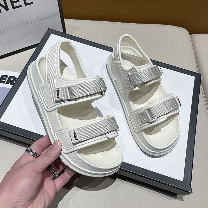 Platform sandals for women Summer 2024 new casual all-match couple Velcro wearing sandals sports beach shoes for men