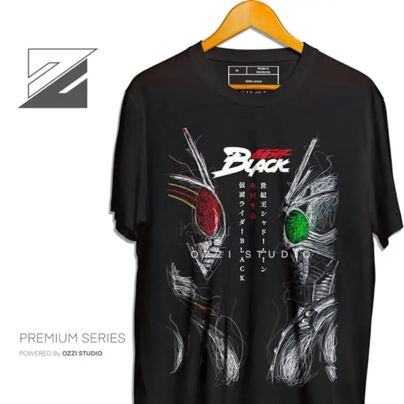 Kamen Rider Black VS Shadow Moon Japanese Anime Men's Short Sleeve Tshirt Graphic Tees