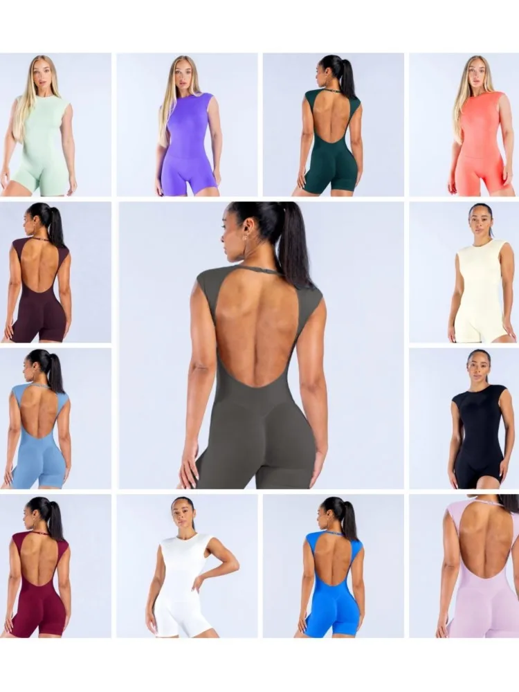 1PCS Yoga Gym Rompers Jumpsuits Women Sports Overalls Active Wear Fitness Clothing Workout Clothes Women Short Playsuits Outfits