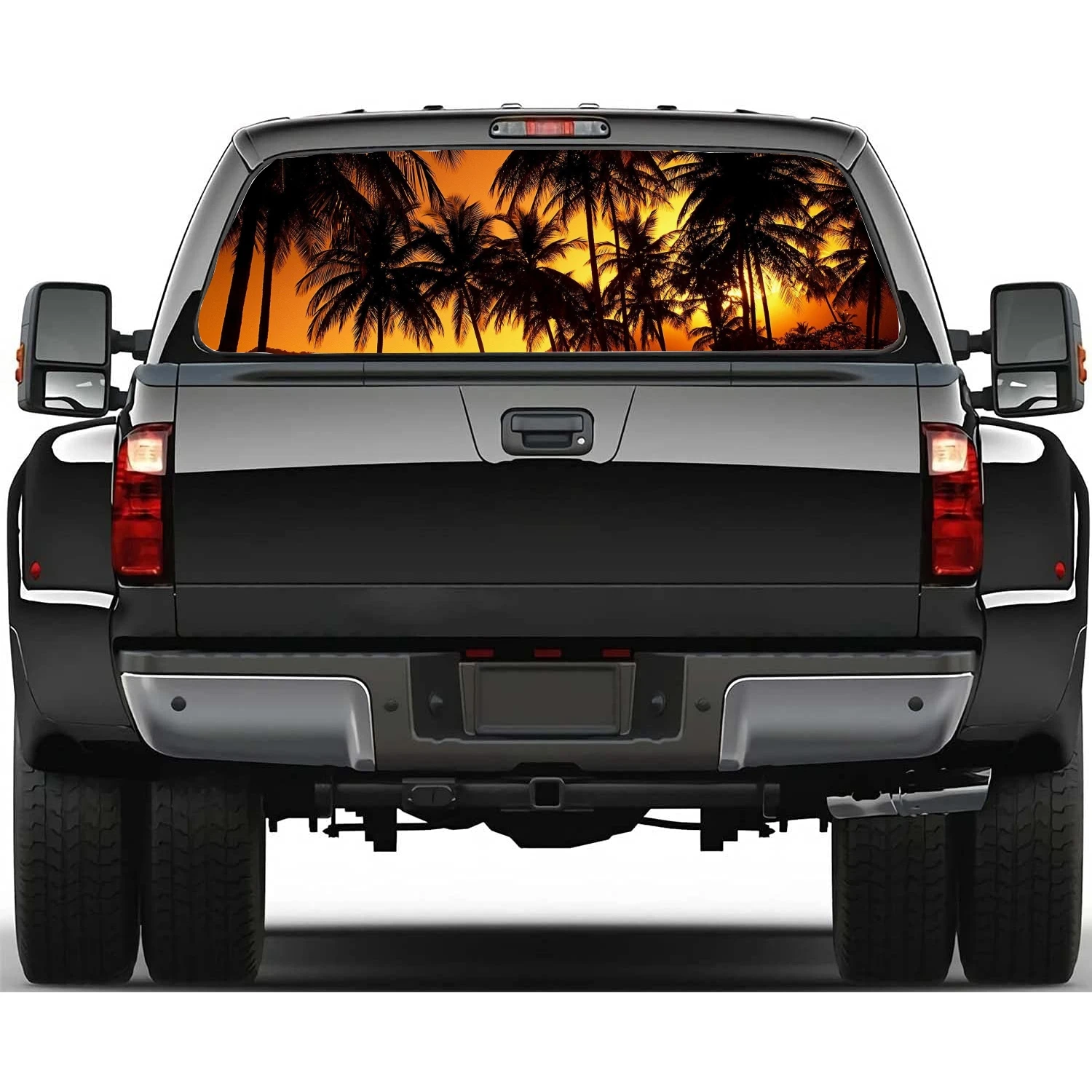 Palm Tree Sunset Car Accessories Rear Windshield Sticker Truck Window See Through Perforated Back Window Vinyl Decal Decoration