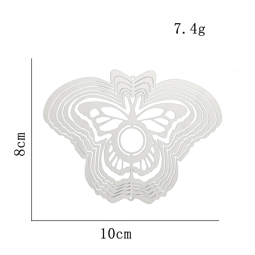 

1 Piece 8×10 Cm Stainless Butterfly Pendant with Rotating 3D Flowing Effect Metal Wind Chime Courtyard Garden Decoration