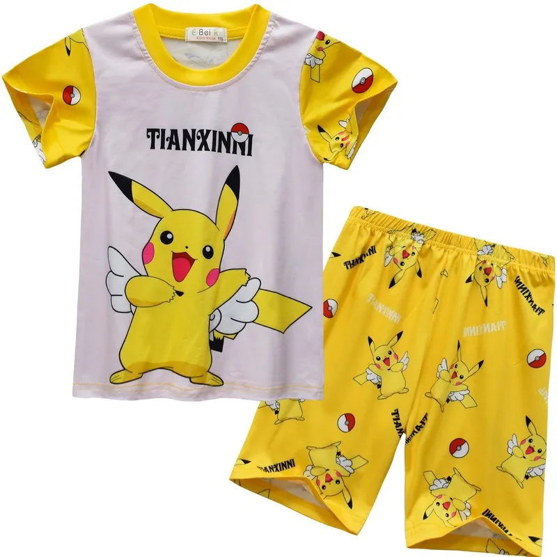 New 2024 Children Pajamas Kawaii Anime Girl Summer Thin Section Short Sleeve Set Cute Cartoon Homewear T-Shirt Shorts Suits