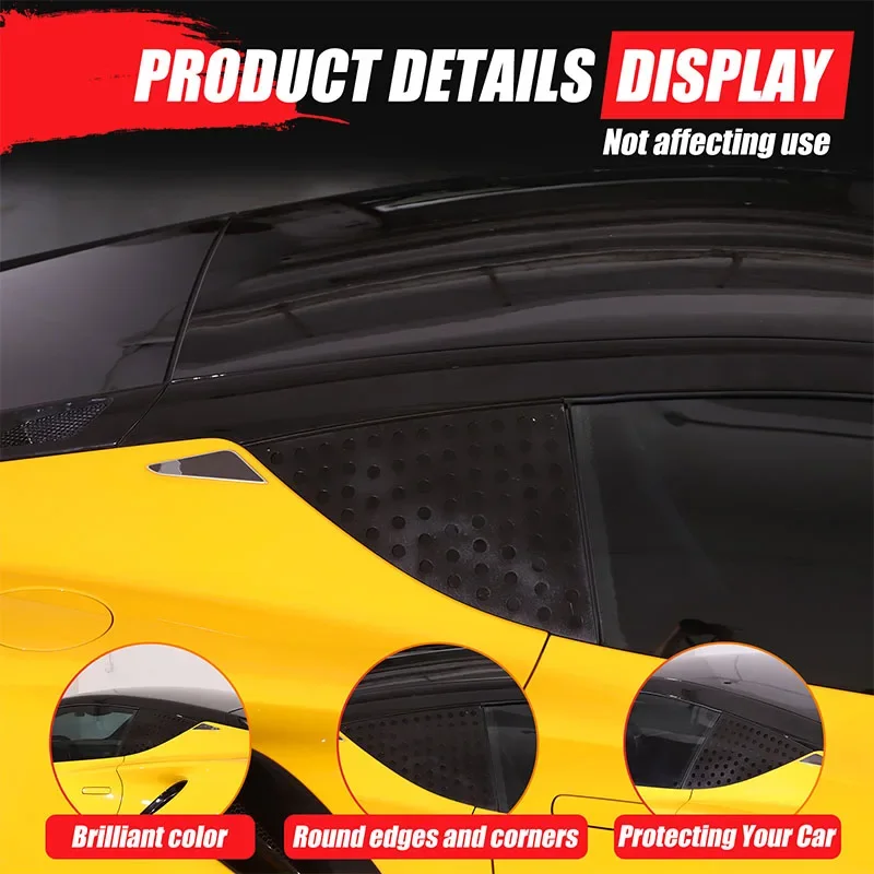 

2Pcs Aluminum Alloy Black For Lotus EMIRA 2021-2023 Car rear triangle window honeycomb board decoration sticker Car accessories
