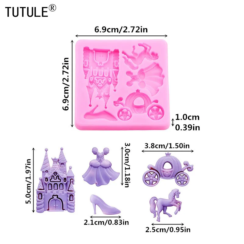 3D Pumpkin Cart castle Princess dress horse Chocolate Cake Silicone Mould DIY drop glue Accessories epoxy resin Silicone Mold
