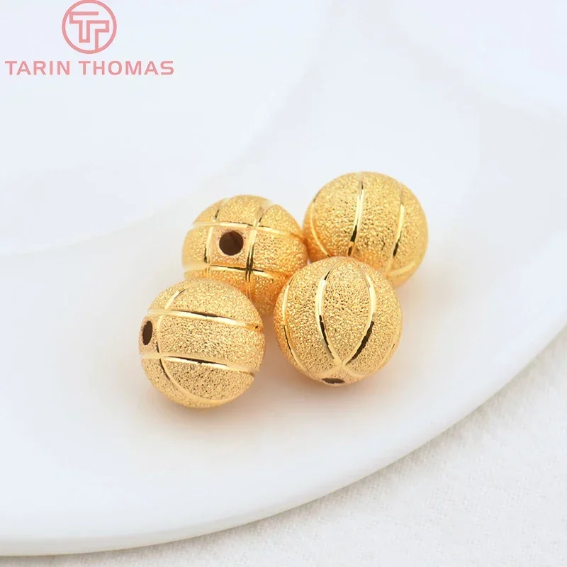 (3314) 10PCS 12MM 24K Gold Color Brass Matte Volleyball Beads High Quality Diy Jewelry Findings Accessories Wholesales