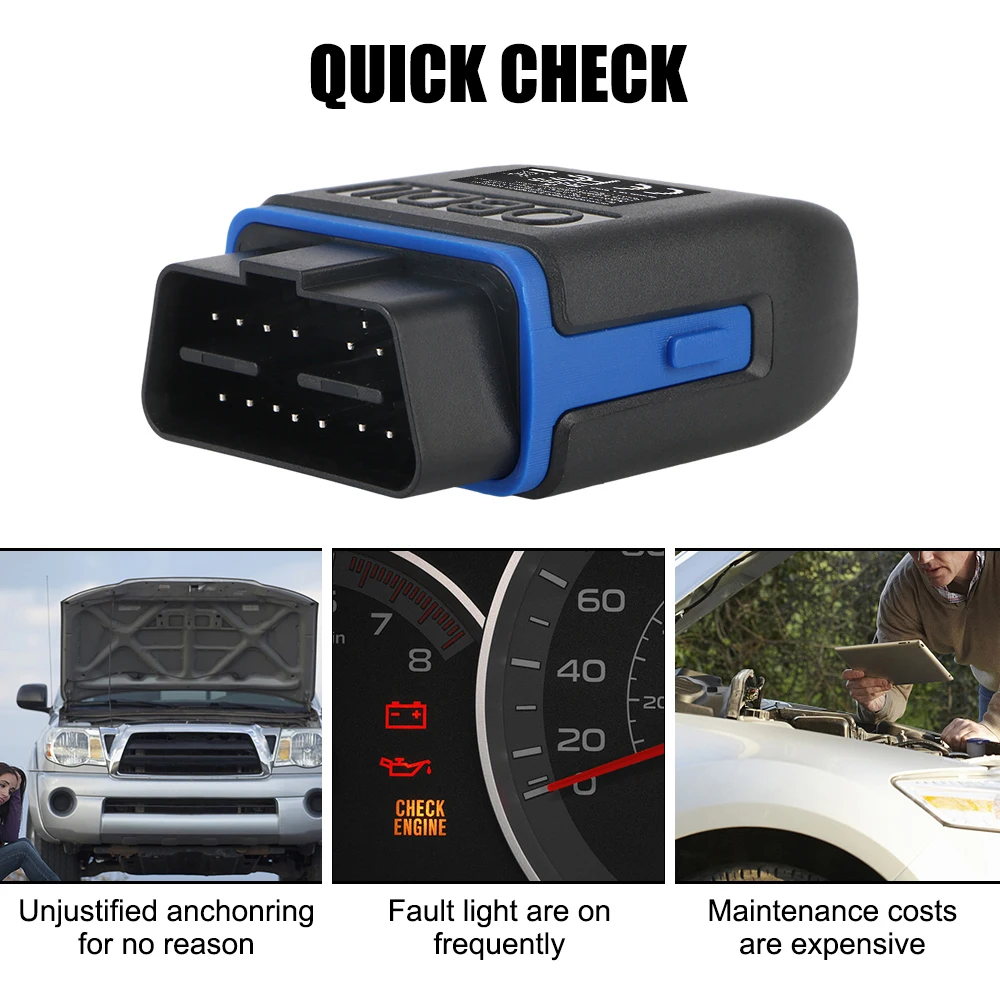 V1.5 ELM327 OBD2 Code Reader Bluetooth Car OBD2 Scanner Diagnostic Tools APP Display Fault Code Clear Automobile Battery Tester