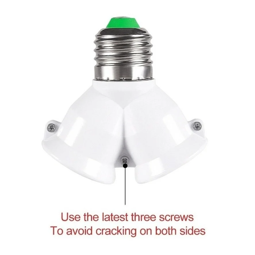 PwwQmm E27 3/PCS Screw LED Base Light Lamp Bulb Socket E27 to 2-E27 Splitter Adapter lamp holder E27 socket bulb holder