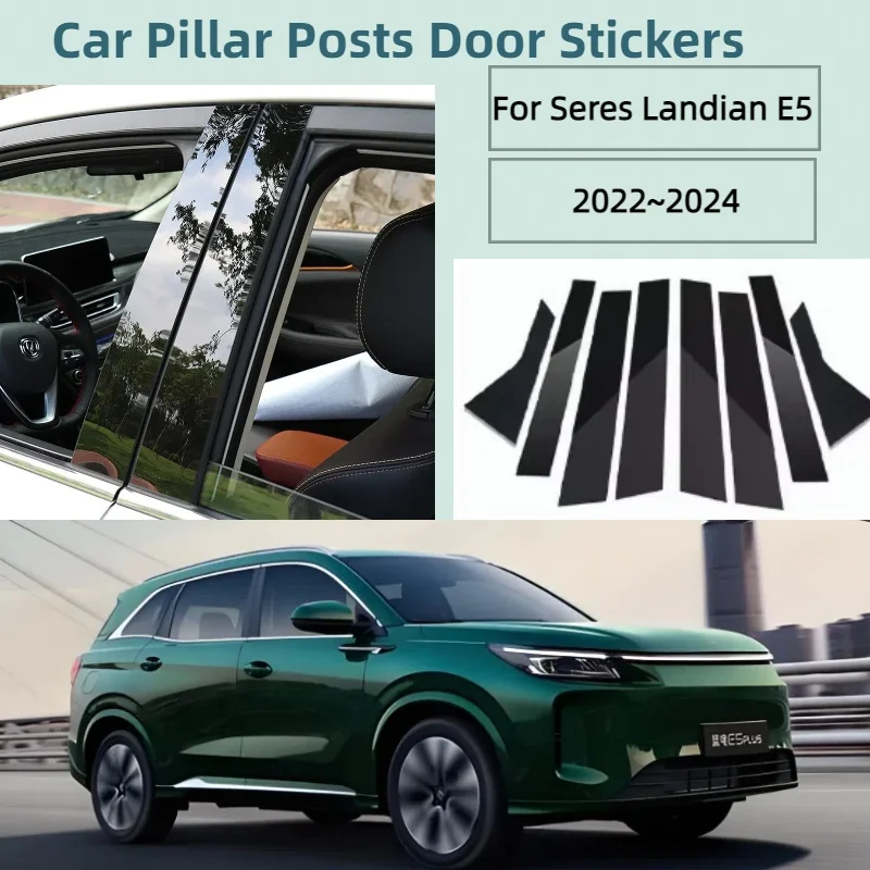 

For Seres Landian E5 Accessories 2022~2024 Window Trim Covers Carbon Silver B C Pillar Stickers Center Column Cars Accessories