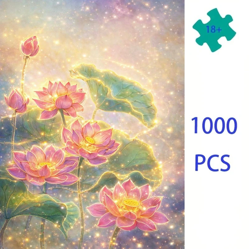 Jigsaw Puzzle Whimsical Starry Lotus Decor Adults Puzzle Games Family Fun Floor Puzzles Educational Toys for Kids