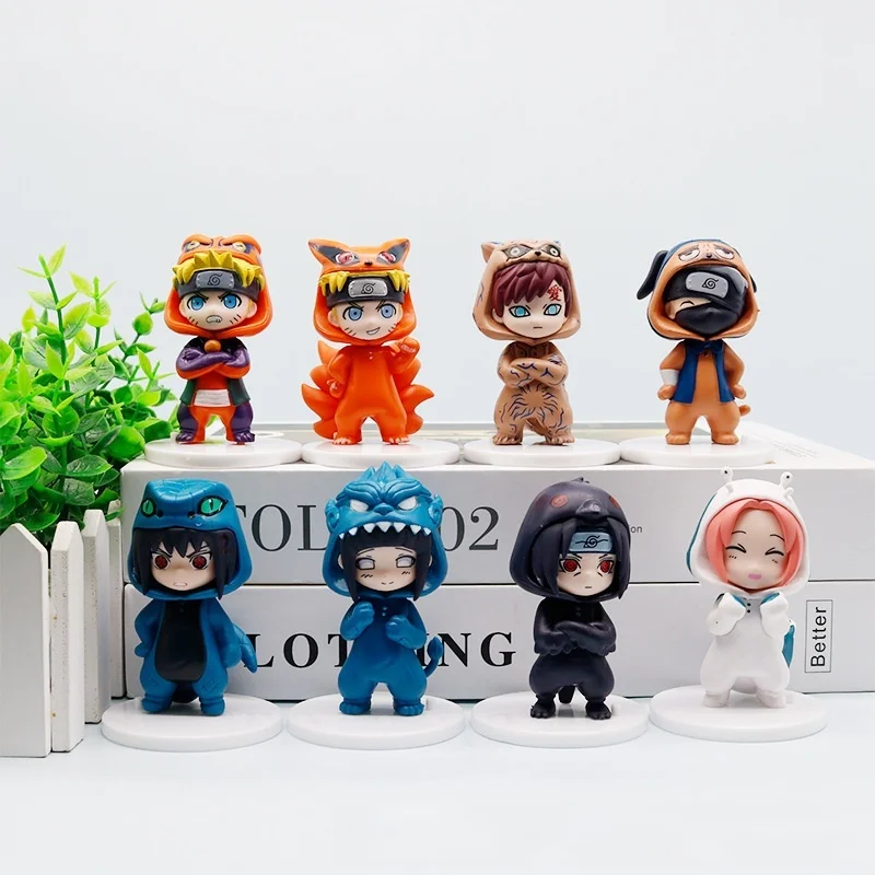 Naruto Tailed Beast Kostüm-Figur Q-Version Naruto Kakashi Sakura Sasuke Itachi Peripherie-Figur Desktop-Ornament