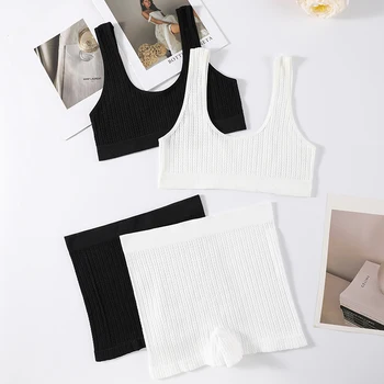 סט חזיות ספורט נשים ללא תפרים עם שורטים נמוכים, חולצות ללא חוטים, סט תחתונים משגע לנשים