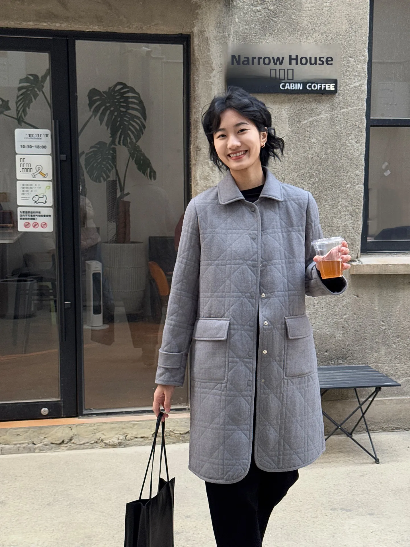 

Casual Mid-Length Cotton Jaet Women's Loose Diamond Pattern Collar Winter New Sle Zhou Xiaoya Light ey Versatile Langqi...