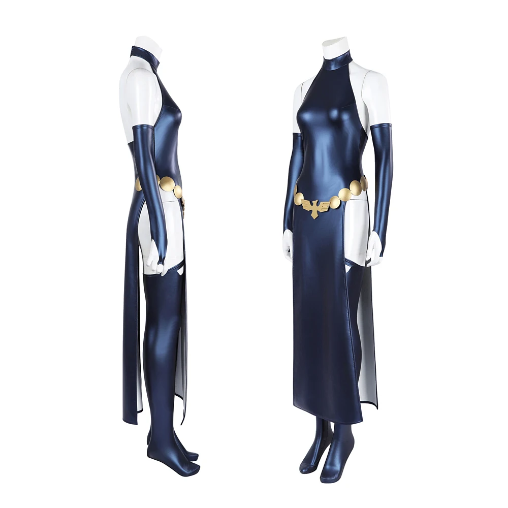 Halloween Christmas Cosplay Costume Anime Boy Titan Cosplay Crow Costume Women Blue Sexy Jumpsuit Black Cape Belt