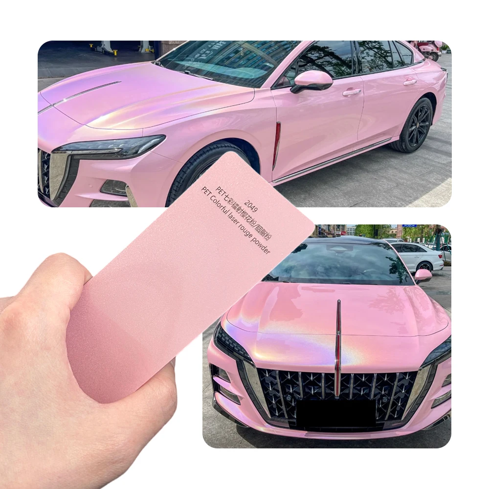 PET Colorful Laser Sakura Pink Car Wrap Vinyl Film Air Release Anti-Scratch Bubble Free Full Body Sticker