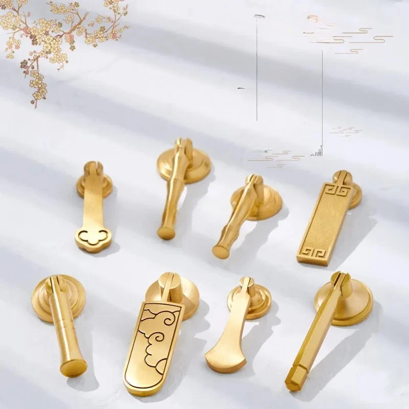 

Новая китайская ручка-подвеска для выдвижных ящиков, шкафов для одежды и обуви, латунная, в стиле легкой роскоши, одноточечная дверная ручка