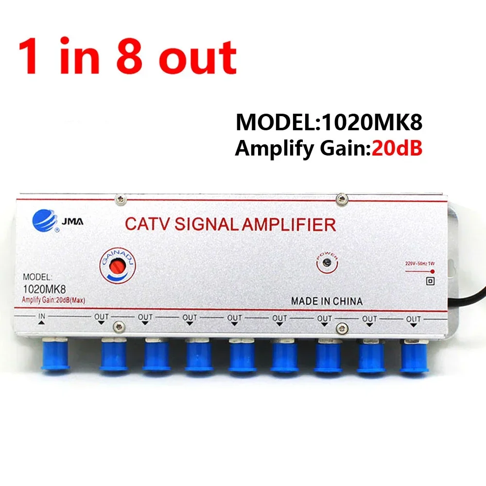 كسب 20DB 1 في 6 خارج/1 في 8 خارج DTMB كابل أرضي إشارة تلفزيون رقمية أمبير موديل 1020MK6/MK8 للإشارات التناظرية/الرقمية 220