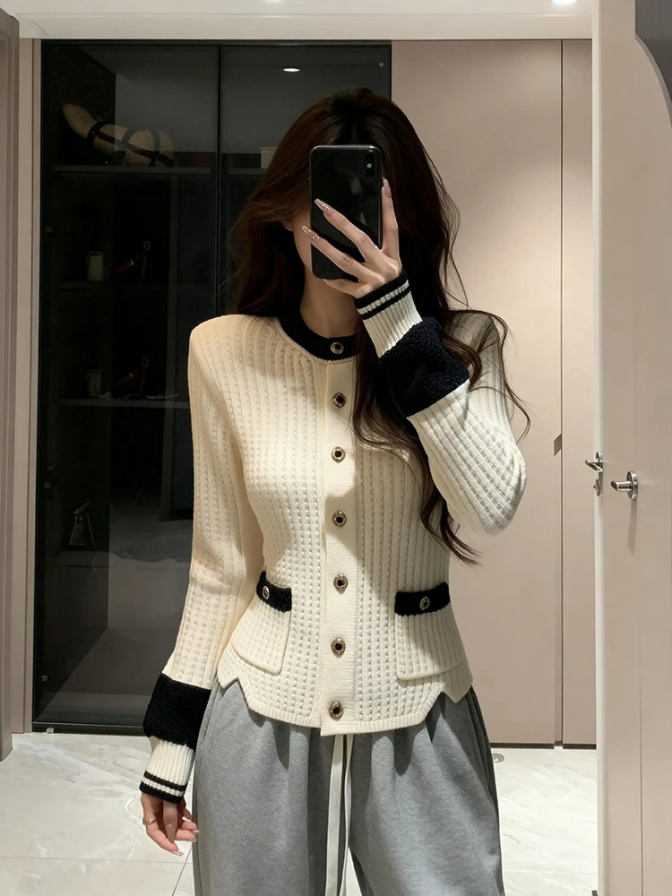 Winter Temperament Wearing Sweater Jacket Small Stature High-end Feeling Knitted Cardigan for Women