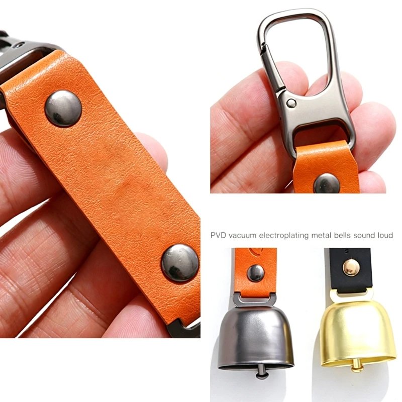 Outdoor Sound Marker Set for Hiking and Camping Use, Metal Body with PU Leather Link and Hook for Camp and Walking Days 69HD