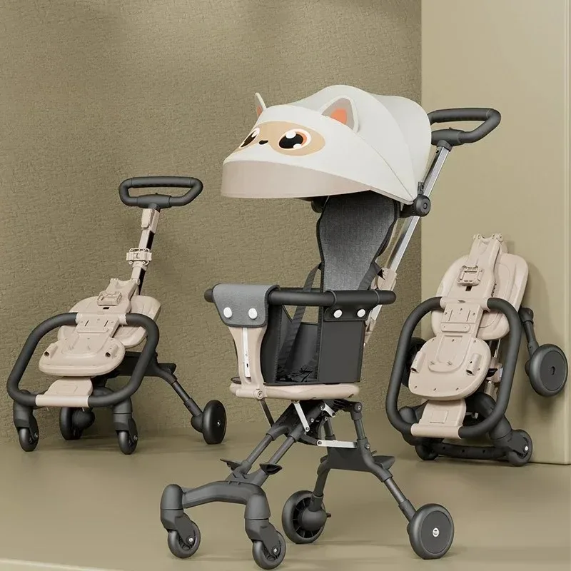 

One-click folding baby stroller with a rotating seat canopy, lightweight baby stroller.