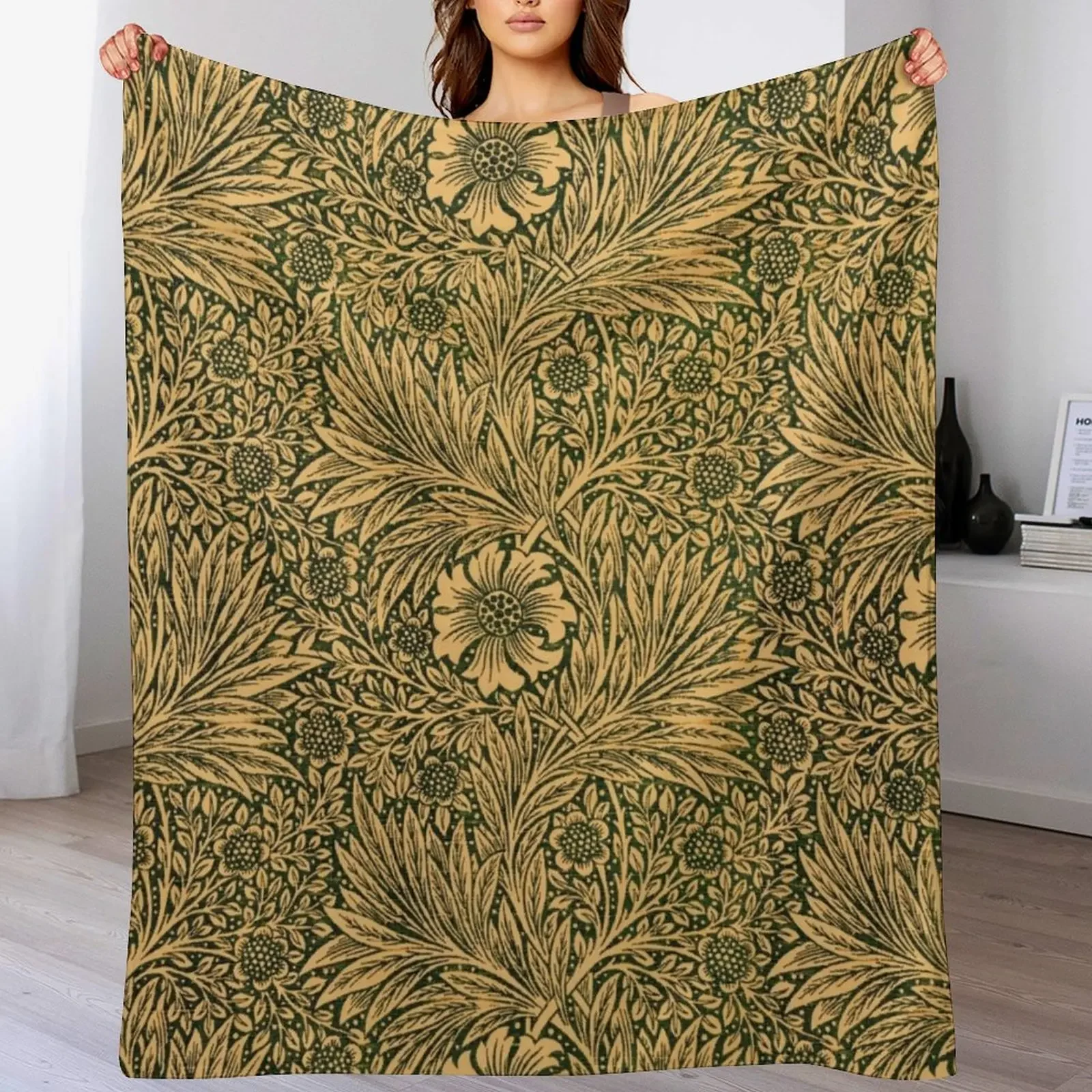 

William MorrisMarigold Throw Blanket Beach Cute Plaid heavy to sleep Thermals For Travel Blankets