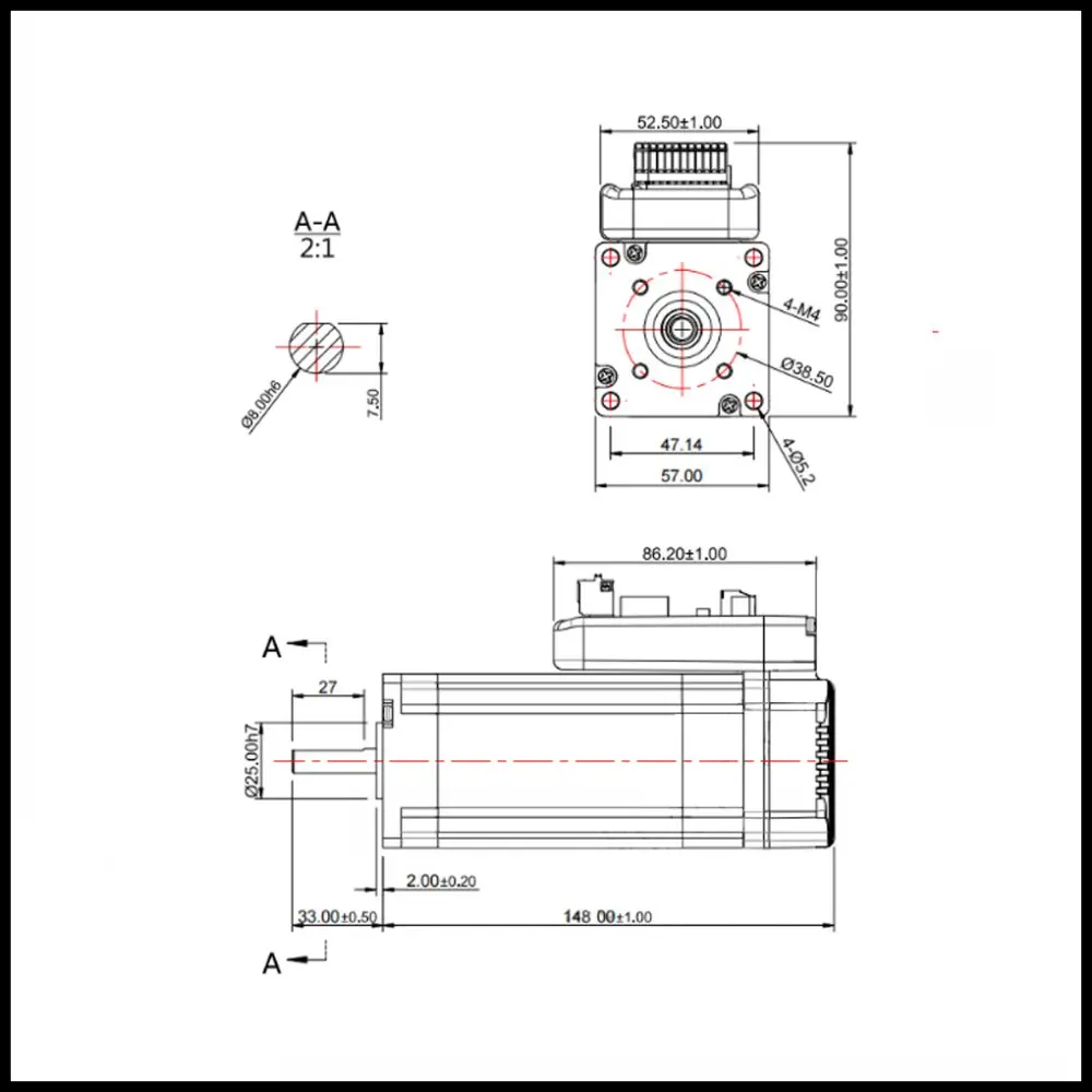 Servo motor cnc jmc ethercat nema23 180w 36v, motor fácil integrado, 3000rpm, 7,5a, IHSV57-30-18-36-EC para gravador e corte cnc