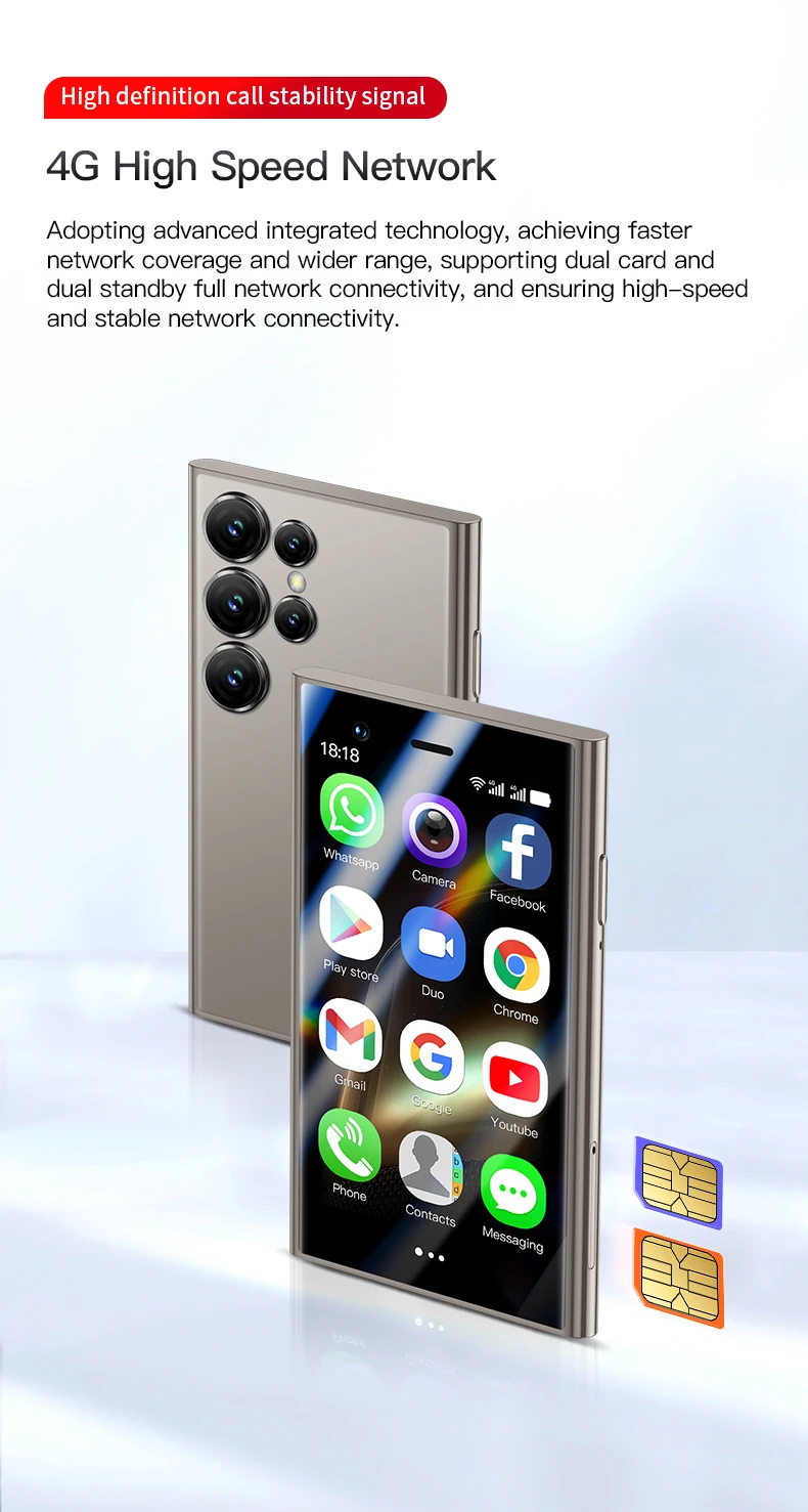 SOYES S24 Pro Max 4G Mini Smartphone 3.0inches MTK Quad Core 2GB RAM 16GB ROM Dual SIM Card 5MP 2500mAh Android CellPhone