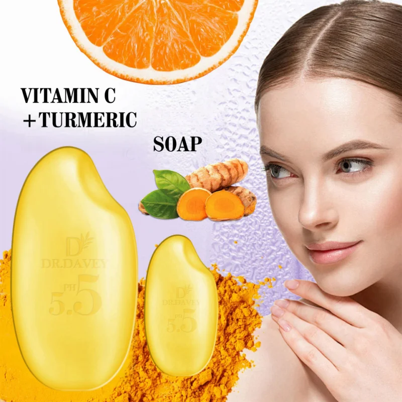 VITAMIN C+TURMERIC Soap Cleansing and Moisturizing Handmade Soap，Bath Facial Skin Care Soap