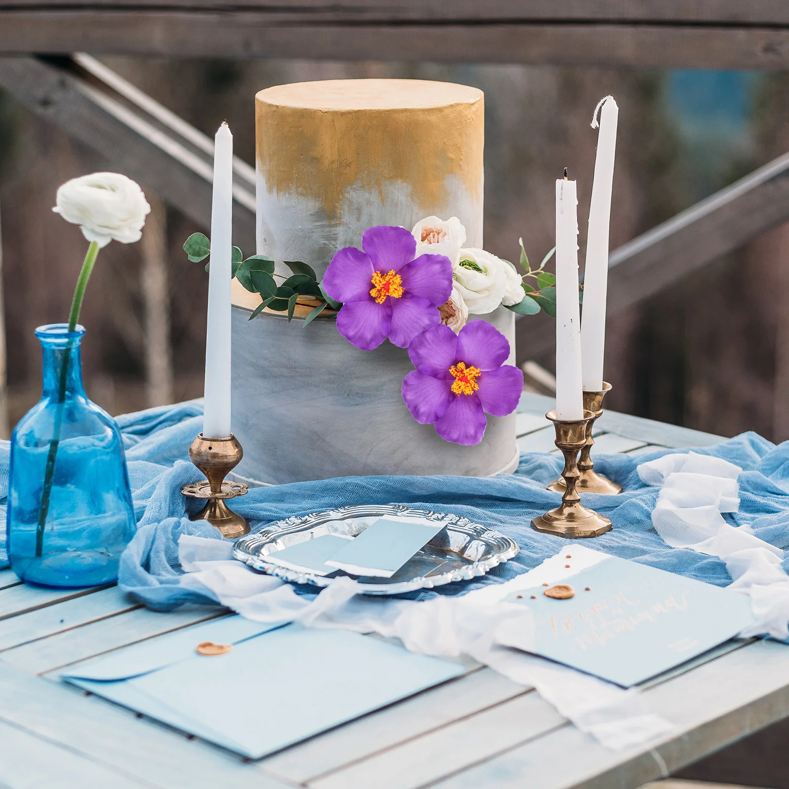 

10 Pcs Hibiscus Artificial Flowers Wedding Hawaiian Decoration Spring Fake Faux for Hair Accessories Decorative Heads Summer